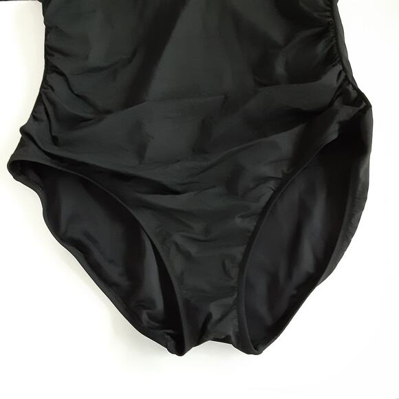 Lands End One Piece Swimsuit Black V Neck Tummy Control Bathing Suit Womens 16 - Picture 6 of 12